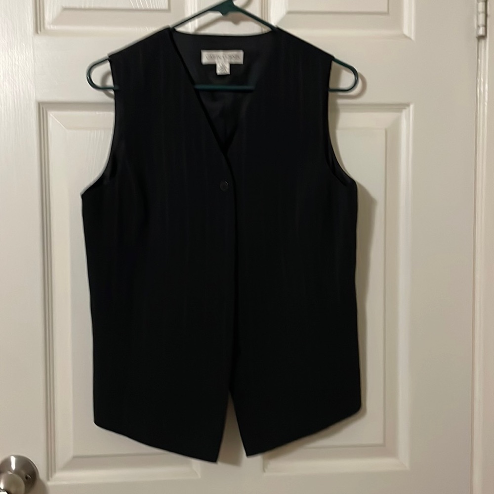 Never Worn, Womens Size 10, Casual Corner Black with Coral Strips, Dress Vest